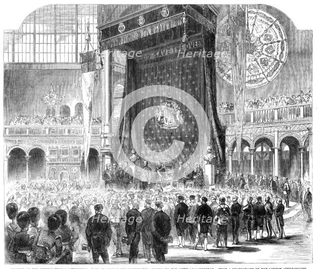 Opening of the International Exhibition: Earl Granville presenting the address to the Duke..., 1862. Creators: Mason Jackson, Unknown.