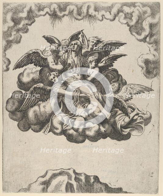 Mary Magdalene Carried to Heaven, mid-16th century. Creator: Leon Davent.