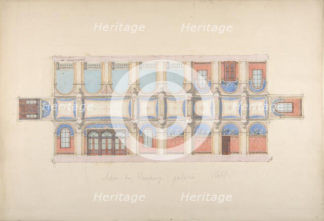 Plan and Elevation of Gallery, Deepdene, Dorking, Surrey, 1875-79. Creators: Jules-Edmond-Charles Lachaise, Eugène-Pierre Gourdet.