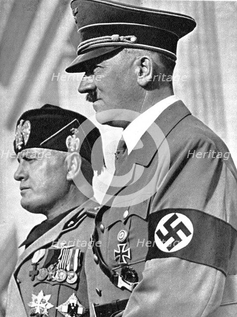 Adolph Hitler (1889-1945) and Benito Mussolini (1883-1945). Artist: Unknown