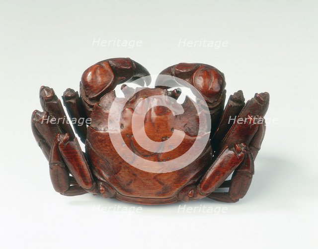 Bamboo box in the form of a female crab, China, late 17th century. Artist: Unknown