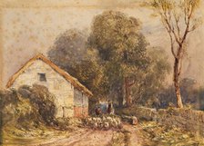 Lane Scene, With Flock of Sheep, 1834-37. Creator: David Cox the Elder.