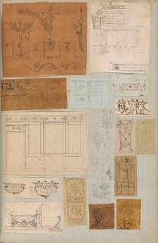 Page from a Scrapbook containing Drawings and Several Prints of Architecture, Int..., ca. 1800-1850. Creators: Workshop of Charles Percier, Workshop of Pierre François Léonard Fontaine.