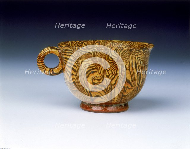 Brown marbleware cup, late Tang dynasty, China, 9th century. Artist: Unknown