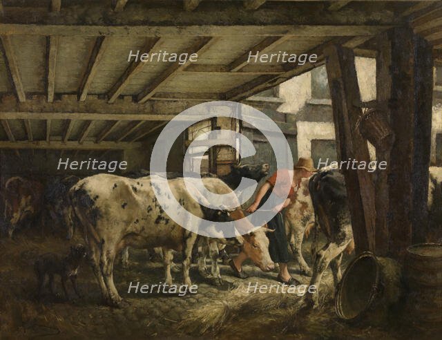 Leaving the Stable, c1860-1900. Creator: Jan Stobbaerts.