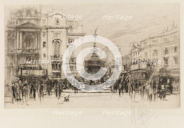 London Set: Piccadilly Circus (with Criterion Theatre), 1924. Creator: William Walcot (British, 1874-1943).