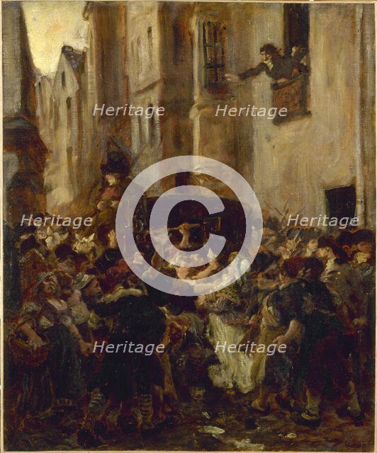 Arrest of Charlotte Corday, after the murder of Marat, c1853. Creator: Alfred Dehodencq.