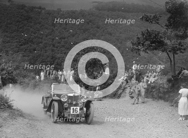 MG J2 competing in the Barnstaple Trial, c1935. Artist: Bill Brunell.