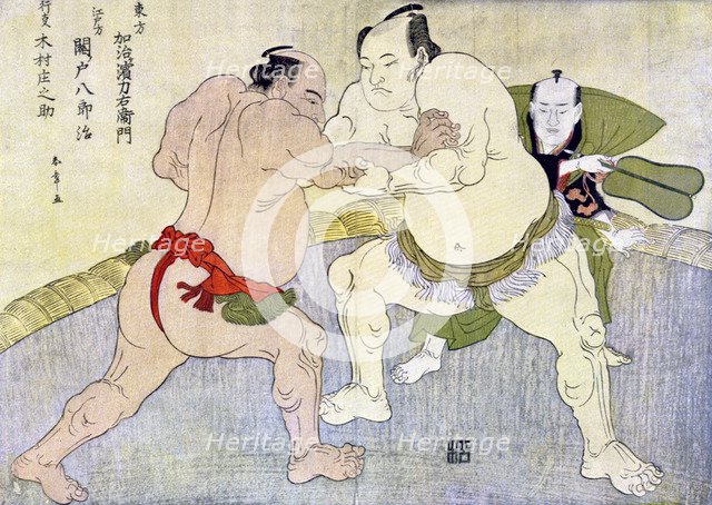 Sumo wrestlers, 1897. Artist: Unknown