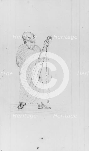 Old Man with Staff (from Sketchbook), . Creator: John William Casilear.