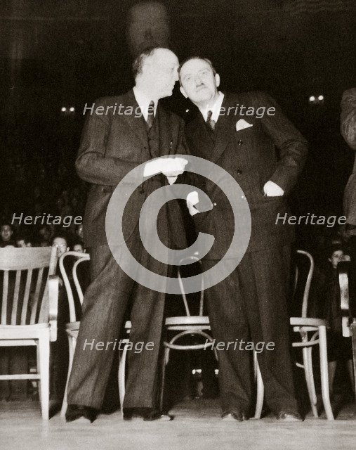 American Communist leaders William Foster and Earl Browder, 1940. Artist: Unknown