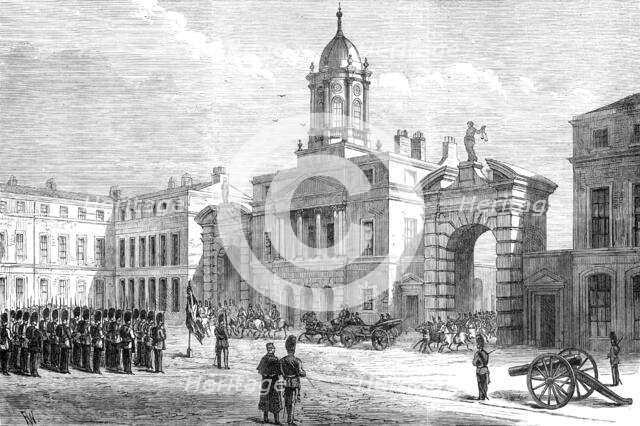 The Crisis in Ireland: Upper Castle Yard, Dublin - arrival of Mr. Forster, 1881. Creator: Unknown.