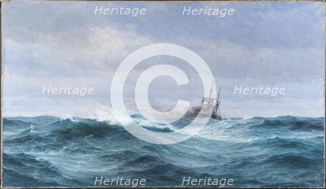 A ship in a storm on the Atlantic Ocean, 1897. Creator: Vilhelm Arnesen.