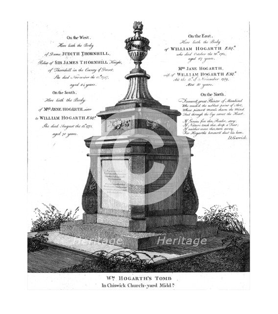 William Hogarth's tomb, c1793. Creator: Unknown.