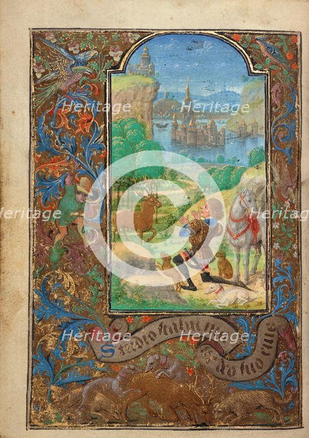 Saint Hubert; Prayer Book of Charles the Bold, 1469. Creator: Lieven van Lathem.