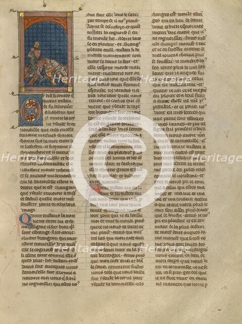 Lamorat and Tristan Fighting, about 1320-1340. Creator: Unknown.