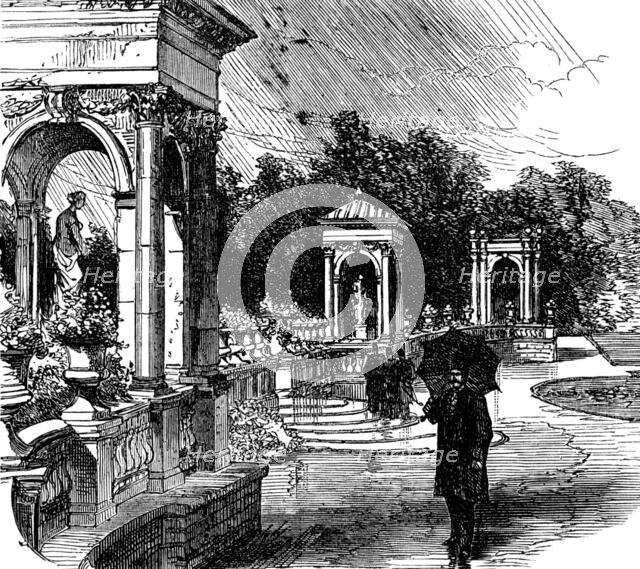 On the terrace at Trentham, 1873. Creator: Unknown.