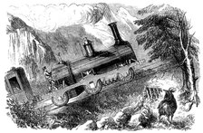 Machine locomotive with a snail, invented by engineer Grassi, to climb steep slopes, engraving fr…