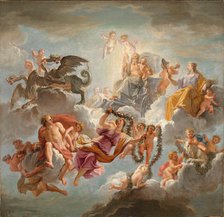 The chariot of Saturn between Justice and Piety , 1672. Creator: Coypel, Noël-Nicolas (1690-1734).