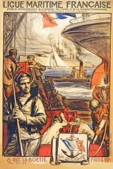 Poster to raise awareness of 'Ligue Maritime Franciase, 1918.