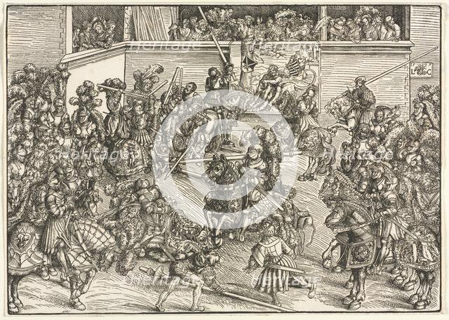 The Second Tournament with the Tapestry of Sampson and the Lion, 1509. Creator: Lucas Cranach (German, 1472-1553).