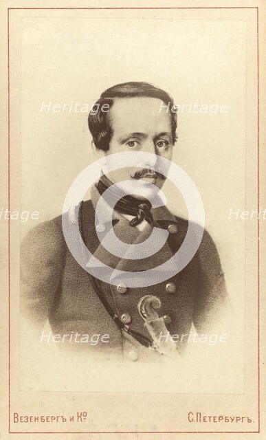 Mikhail Yuryevich Lermontov, half-length portrait, facing front, between 1880 and 1886. Creator: Unknown.