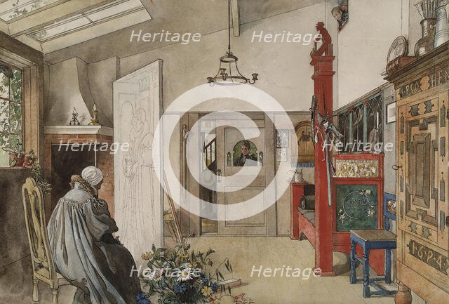 The Studio. From A Home (26 watercolours). Creator: Carl Larsson.