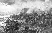 'La Bataille des Flandres; Les masses Allemandes sous la fusillade et le feu des canons', 1914. Creator: J Simont.