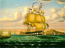 Packet Ship Passing Castle Williams, New York Harbor, mid 19th century. Creator: Thomas Chambers.