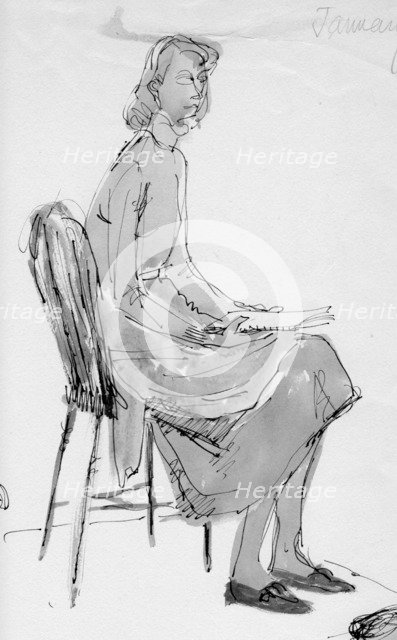 Woman sitting on a chair, c1950. Creator: Shirley Markham.