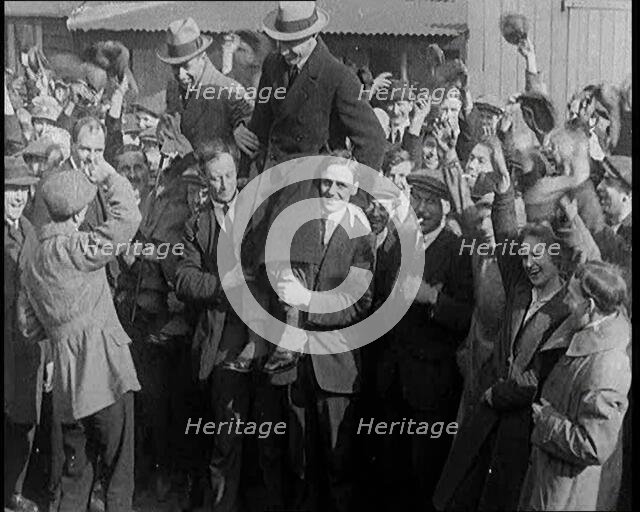 Aviators Captain Sir Ross Macpherson Smith and Lieutenant Sir Keith Macpherson Smith Being..., 1921. Creator: British Pathe Ltd.