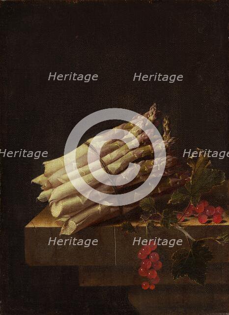 Still Life with Asparagus and Red Currants, 1696. Creator: Adriaen Coorte.