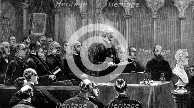 Dean Stanley Memorial Meeting in the Chapter House, Westminster Abbey, 1881. Creator: Unknown.