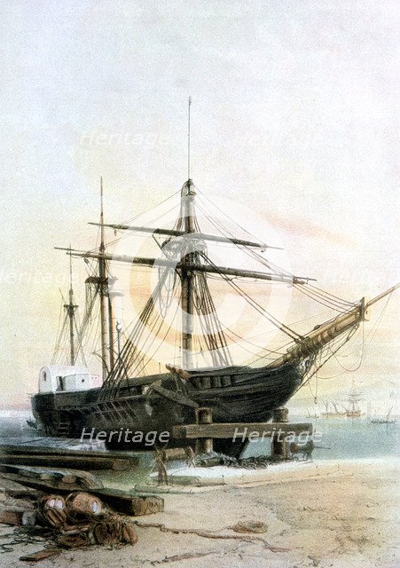 Frigate, 19th century. Artist: L Sabatier & Lauvergne