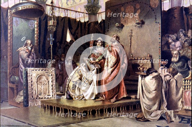 The conversion of Recaredo, the Visigoth King Recaredo I is converted to Christianity in the Thir…