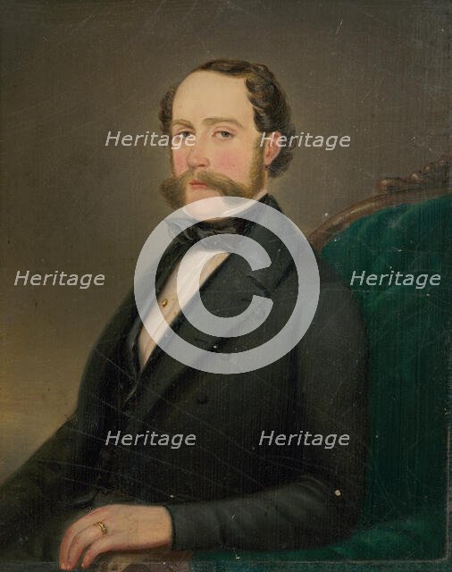 Portrait of a Man in a Green Armchair, 1860-1870. Creator: Ludovit Nyulassy.
