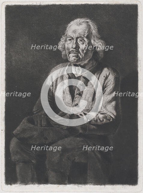 Seated Beggar: Portrait of Old Girard, a Peasant from Chasselay, 1772. Creator: Jean-Jacques de Boissieu.