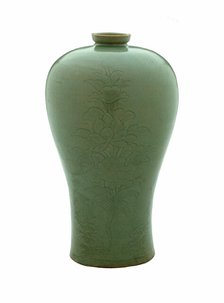 Vase(Maebyong) with Lotus Sprays and Cloud Scrolls, Korea, Goryeo dynasty (918-1392), 12th century. Creator: Unknown.