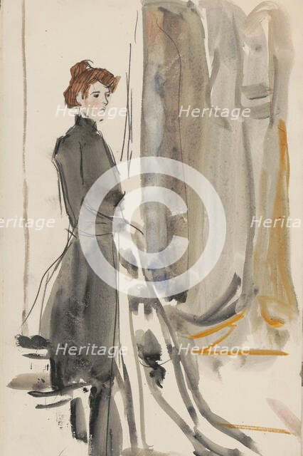 Standing woman with a piece of cloth, 1875-1934. Creator: Isaac Lazerus Israels.