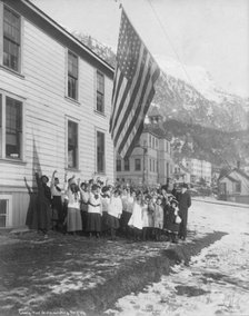 Camp-Fire Girls saluting the flag, 1915. Creator: Unknown.