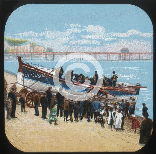 'Launching the Life-boat', c1900. Creator: Unknown.