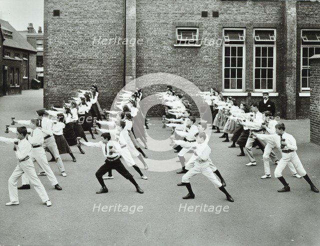 Exercise drill, Crawford Street School, Camberwell, London, 1906. Artist: Unknown.