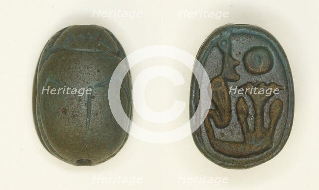 Scarab: Uraeus with Lotus, Egypt, New Kingdom, Dynasties 18-20 (about 1550-1068 BCE). Creator: Unknown.