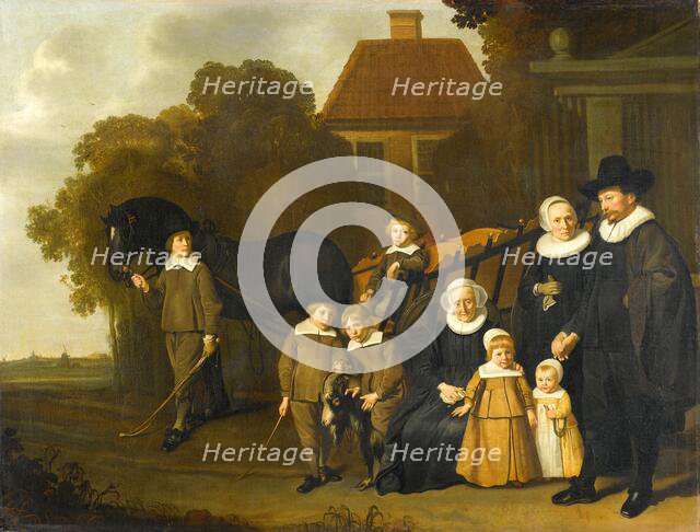 Group Portrait of the Meebeeck Cruywagen Family at the Gate of their Country Home..., 1640-1645. Creator: Jacob van Loo.