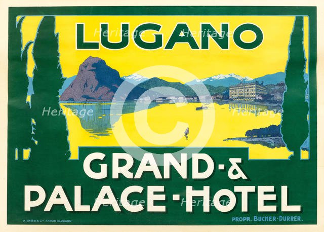 Lake Lugano. Grand and Palace Hotel, c. 1925. Creator: Anonymous.