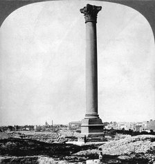 'Pompey's Pillar, the sailor's landmark, and modern Alexandria, Egypt', 1905.Artist: Underwood & Underwood
