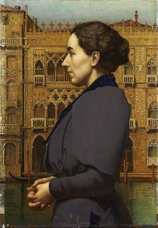 Portrait of Anna Cossmann before Ca d’Oro in Venice, 1894. Creator: Karl von Pidoll.