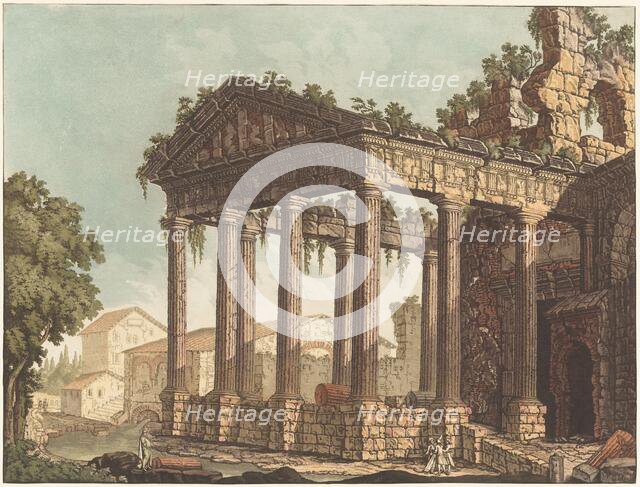 The Temple of Hercules at Cori, c.1784. Creator: Johann Gottlieb Prestel.