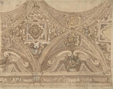 Design for part of a Vaulted Ceiling of a Church, 17th century. Creator: Anon.