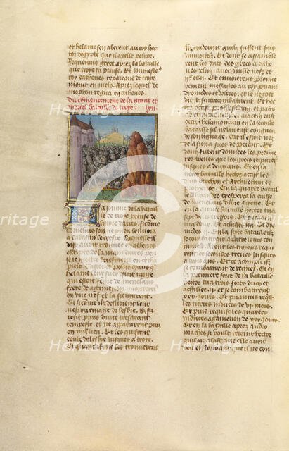 The Battle of Troy; Miroir Historial, about 1475. Creator: Unknown.